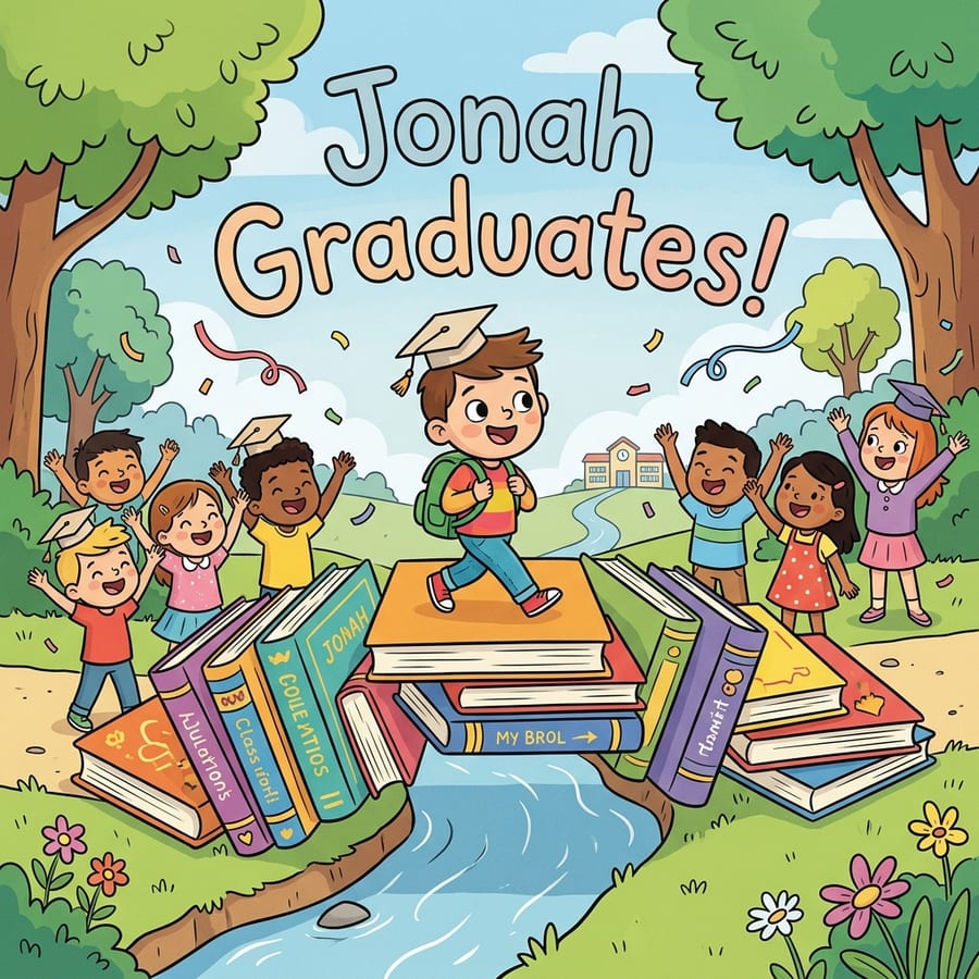 Sample cover of a personalized kindergarten graduation storybook