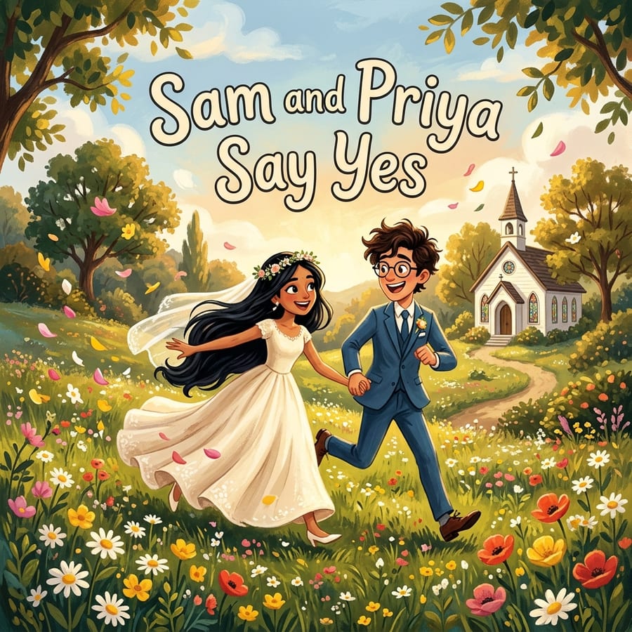 Sample cover of a personalized wedding storybook