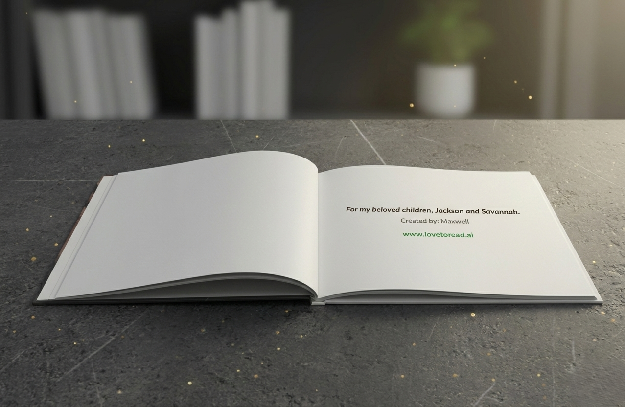 Personalized dedication page in a children's storybook